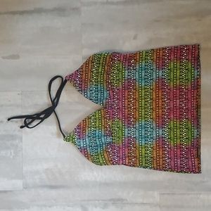 Hot Water Juniors Longline Swim Top; Multicolor; XO & Tallies; Medium